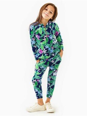 Lilly Pulitzer Girls Skipper Popover & Mallie Pants Velour Set L Large 8 10